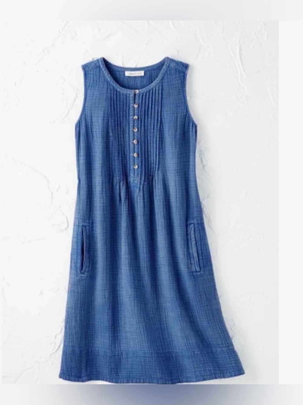 NWT Coldwater Creek Women's Tencel Dark Blue Sleeveless Dress L Prairie Country